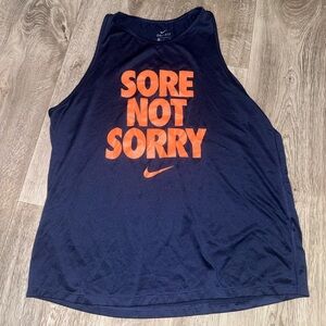Nike Blue Tank Top with Bold Orange Text